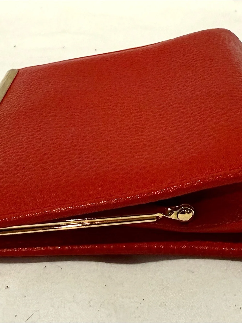 Dior Red Pebbled Leather Compact Coin Purse Wallet with Gold Hardware